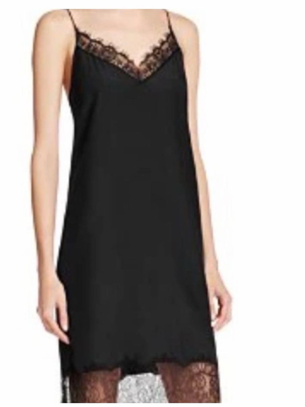 Lucy Paris Black Lace-Trim Slip Dress